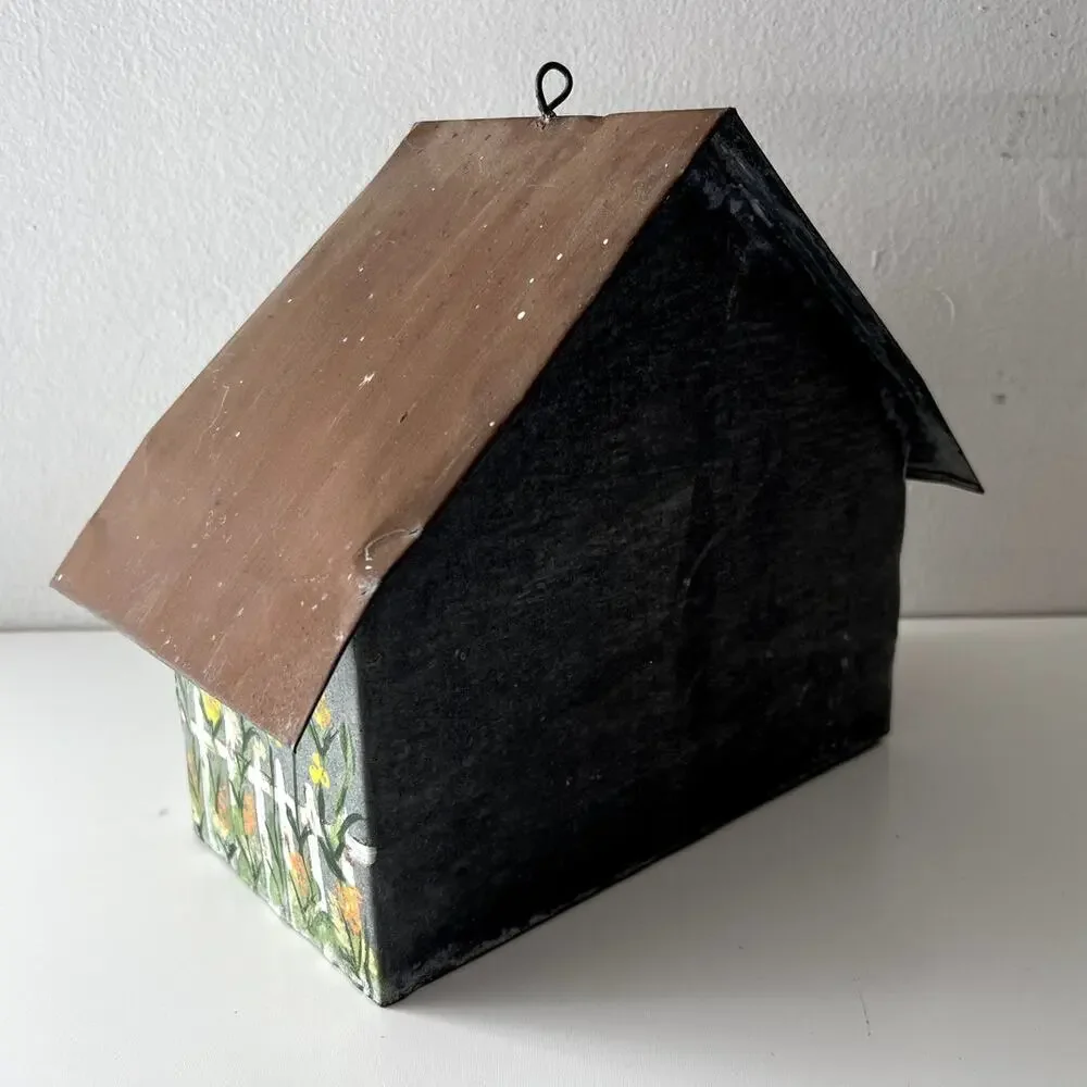 Vintage Handmade Galvanized Tin Birdhouse Rustic Farmhouse Decor Unused